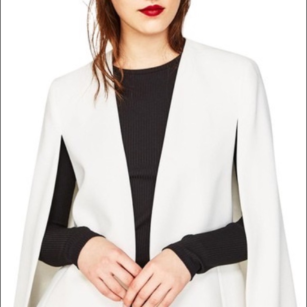Zara Cape Jacket/Blazer With Slits - M, White